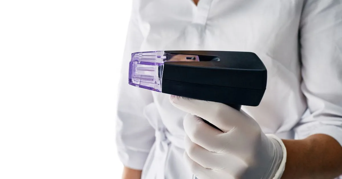 Performing a Morpheus8 microneedling treatment on a woman’s forehead to tighten skin and improve texture at Skin Envy NY Med Spa